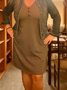 J. Jill Heathered Green Button-Front Mini Dress